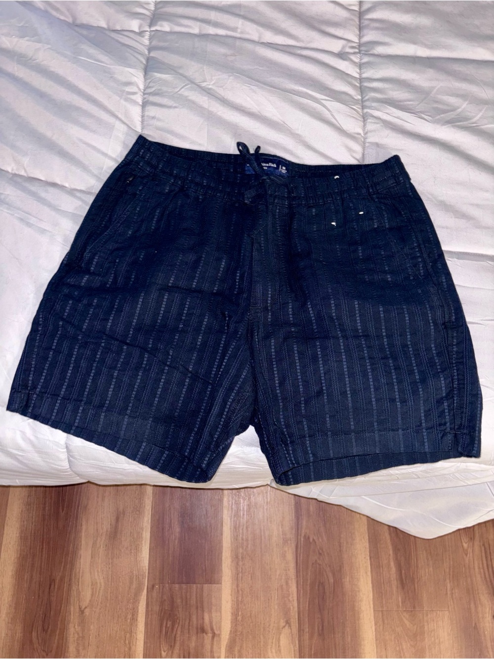 Abercrombie & Fitch Black Pattern Striped Men’s Linen Blend Shorts